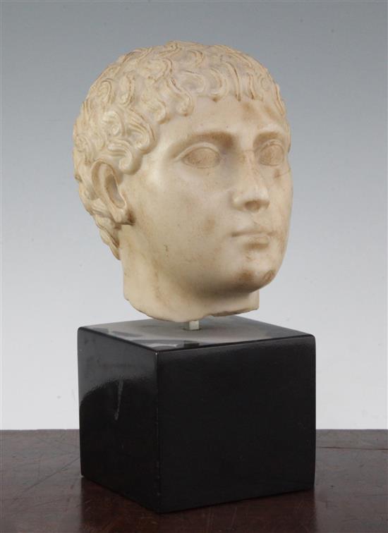 A British Museum simulated marble classical head, 10in.